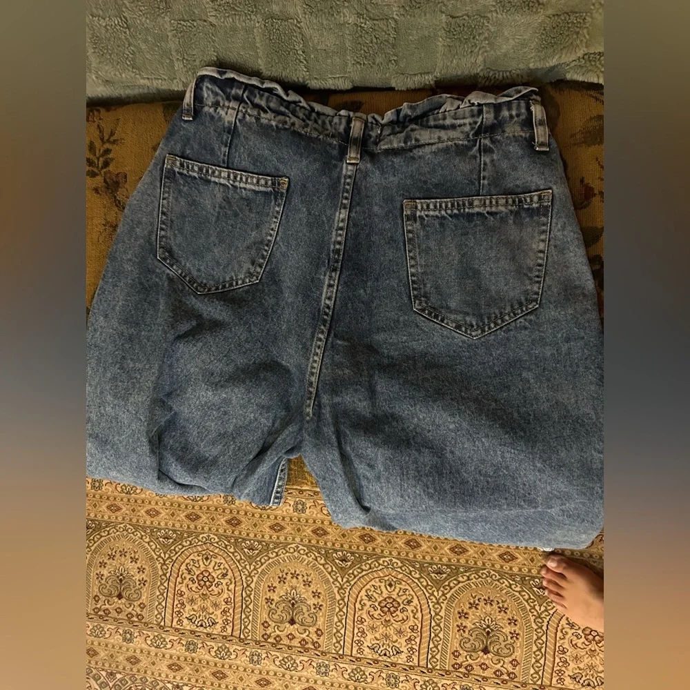 People pleated High Rise Blue Acid Wash Wide-Leg Jeans Size 28 - Picture 9 of 13